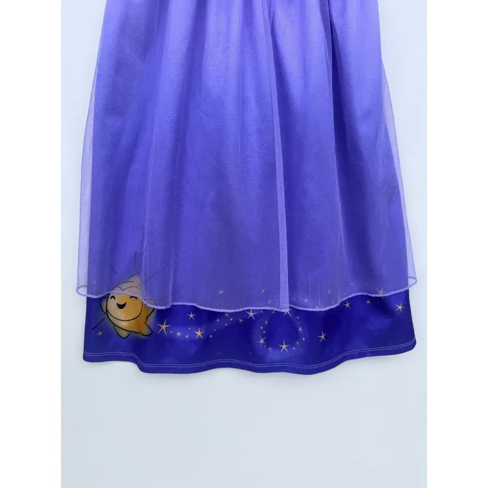 Disney Wish Asha/Star Nightgown Toddler Girls Size 5T Purple Fantasy Dress Gown